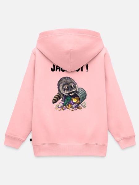 Waschbär, der gefüllte Eier frisst - Kinder Premium Organic Zip Hoodie - Rosa