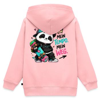 Panda Skate: Mein Tempo Mein Weg - Kinder Premium Organic Zip Hoodie - Rosa - Hinten - AI Model Kid Female (0cm)