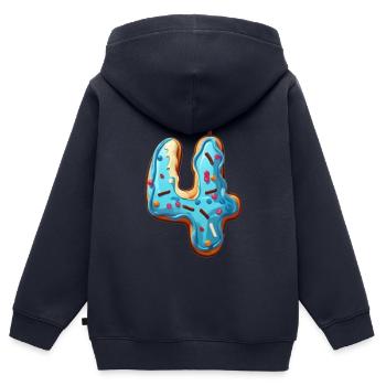 NUMMER 4 KUCHEN SWEET 4. GEBURTSTAG - Kinder Premium Organic Zip Hoodie - Navy - Hinten - AI Model Kid Male (0cm)