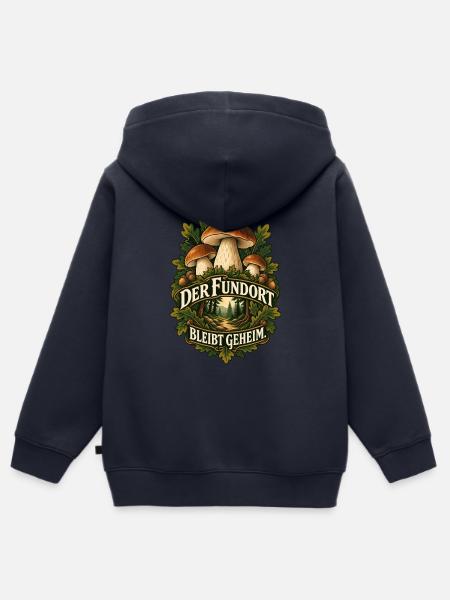 Fundort bleibt geheim Pilzwald - Kinder Premium Organic Zip Hoodie - Navy