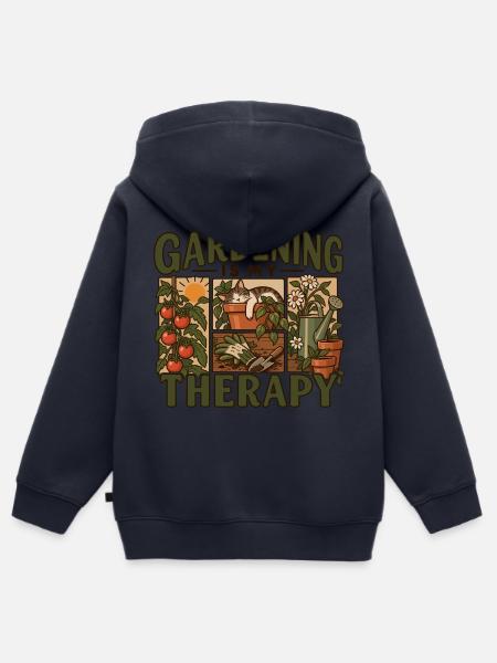 Gardening Is My Therapy - Kinder Premium Organic Zip Hoodie - Navy