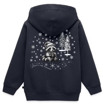Waschbär Schnee /raccoon snowflakes Weihnachten - Kinder Premium Organic Zip Hoodie - Navy - Hinten - AI Model Kid Male (0cm)