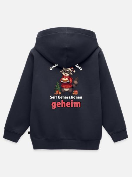 Oma-Waschbär zu Weihnachten - Kinder Premium Organic Zip Hoodie - Navy
