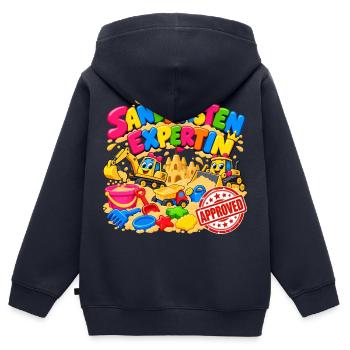 Sandkasten Expertin Kinderdesign - Kinder Premium Organic Zip Hoodie - Navy - Hinten - AI Model Kid Male (0cm)