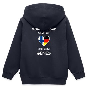Finnische Wurzeln & Deutschland - Best Genes - Kinder Premium Organic Zip Hoodie - Navy - Hinten - AI Model Kid Male (0cm)