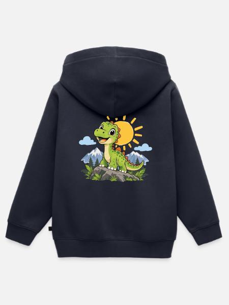Süßer Dinosaurier – Kleiner Dino auf Abenteuer - Kinder Premium Organic Zip Hoodie - Navy