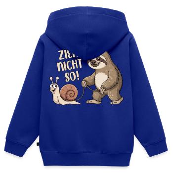 Zieh nicht so - Schnecke und Faultier - Kinder Premium Organic Zip Hoodie - Royalblau - Hinten - AI Model Kid Male (0cm)