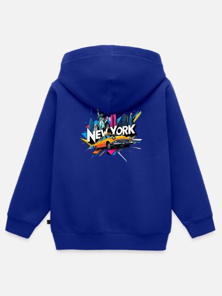 New York - Kinder Premium Organic Zip Hoodie - Royalblau