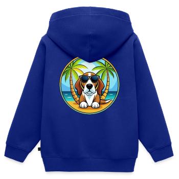 Basset Artesien Normand Hunderasse Cartoon Beach - Kinder Premium Organic Zip Hoodie - Royalblau - Hinten - AI Model Kid Male (0cm)