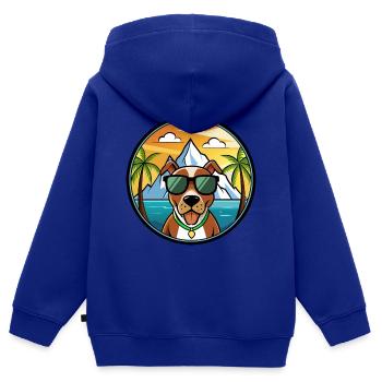 Mountain Cur Hund Rasse Cartoon Sonnenbrille Strand - Kinder Premium Organic Zip Hoodie - Royalblau - Hinten - AI Model Kid Male (0cm)