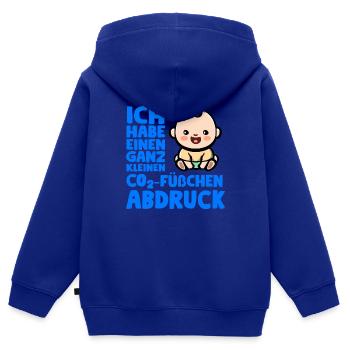 CO2 Füßchenabdruck - CO2 Fußabdruck - Kinder Premium Organic Zip Hoodie - Royalblau - Hinten - AI Model Kid Male (0cm)