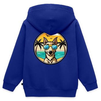 Lurcher Hund Rasse Cartoon Sonnenbrille Strand - Kinder Premium Organic Zip Hoodie - Royalblau - Hinten - AI Model Kid Male (0cm)