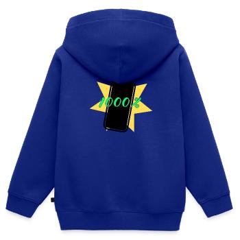 1000% Energie - Kinder Premium Organic Zip Hoodie - Royalblau - Hinten - AI Model Kid Male (0cm)