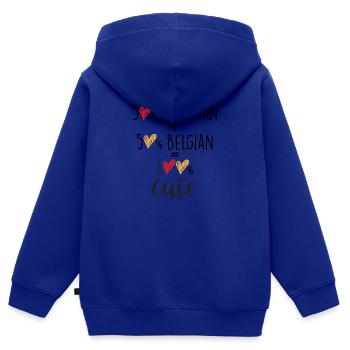 50% American 50% Belgian 100% Cute – Baby & Kids - Kids Premium Organic Zip-up Hoodie - royal blue - Back - AI Model Kid Male (0cm)