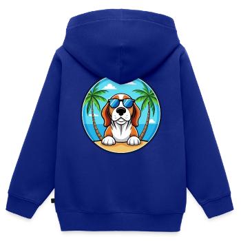 Basset Bleu De Gascogne Hunderasse Cartoon Beach - Kinder Premium Organic Zip Hoodie - Royalblau - Hinten - AI Model Kid Male (0cm)