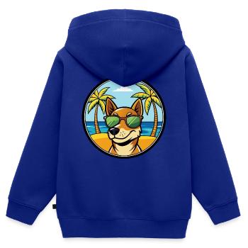 Serbischer dreifarbiger Laufhund Rasse Cartoon Strand - Kinder Premium Organic Zip Hoodie - Royalblau - Hinten - AI Model Kid Male (0cm)