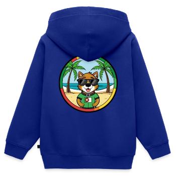 Portuguese Watchdog Breed Cartoon Sunglasses Beach - Kids Premium Organic Zip-up Hoodie - royal blue - Back - AI Model Kid Male (0cm)