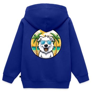 Große Pyrenäen Hunderasse Cartoon Sonnenbrille Strand - Kinder Premium Organic Zip Hoodie - Royalblau - Hinten - AI Model Kid Male (0cm)