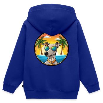 Lurcher Hunderasse Cartoon Sonnenbrille Strand - Kinder Premium Organic Zip Hoodie - Royalblau - Hinten - AI Model Kid Male (0cm)