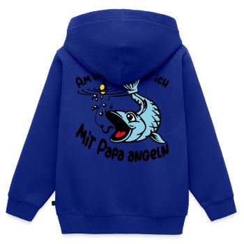 Angeln mit Papa ist das größte Glück - Kinder Premium Organic Zip Hoodie - Royalblau - Hinten - AI Model Kid Male (0cm)