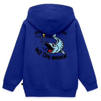 Angeln mit Opa ist das größte Glück - Kinder Premium Organic Zip Hoodie - Royalblau - Hinten - AI Model Kid Male (0cm)