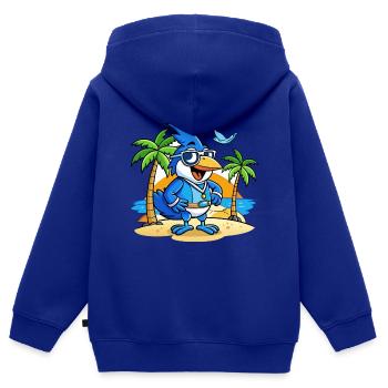 Blue Jay Lustige Cartoon Sommer Strand Sonnenbrille - Kinder Premium Organic Zip Hoodie - Royalblau - Hinten - AI Model Kid Male (0cm)