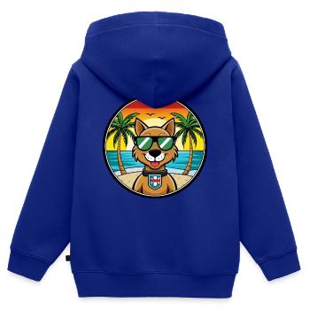 Portuguese Watchdog Breed Cartoon Sunglasses Beach - Kids Premium Organic Zip-up Hoodie - royal blue - Back - AI Model Kid Male (0cm)