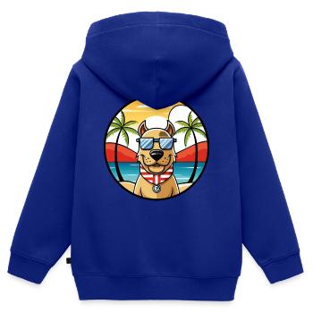 Norwegischer Windhund Rasse Cartoon Sonnenbrille Strand - Kinder Premium Organic Zip Hoodie - Royalblau - Hinten - AI Model Kid Male (0cm)