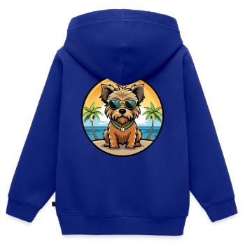 Norfolk Terrier Hunderasse Cartoon Sonnenbrille Strand - Kinder Premium Organic Zip Hoodie - Royalblau - Hinten - AI Model Kid Male (0cm)