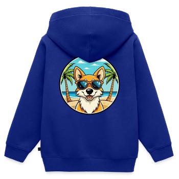 Neuguinea Singende Hunderasse Cartoon Sonnenbrille - Kinder Premium Organic Zip Hoodie - Royalblau - Hinten - AI Model Kid Male (0cm)