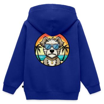 Dandie Dinmont Terrier Hunderasse Cartoon Beach - Kinder Premium Organic Zip Hoodie - Royalblau - Hinten - AI Model Kid Male (0cm)