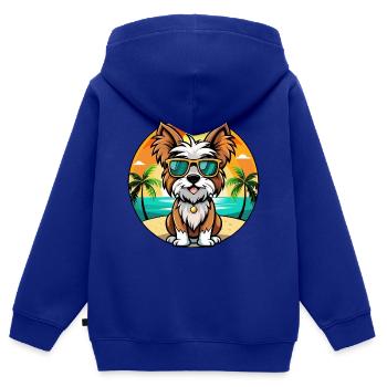 Biewer Terrier Hund Rasse Cartoon Sonnenbrille Strand - Kinder Premium Organic Zip Hoodie - Royalblau - Hinten - AI Model Kid Male (0cm)