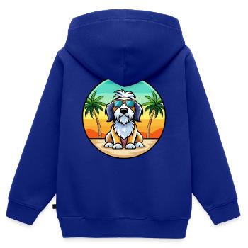 Basset Griffon Vendéen Hunderasse Cartoon Beach - Kinder Premium Organic Zip Hoodie - Royalblau - Hinten - AI Model Kid Male (0cm)