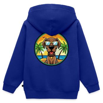 Bayerischer Berghund Hunderasse Cartoon Beach - Kinder Premium Organic Zip Hoodie - Royalblau - Hinten - AI Model Kid Male (0cm)