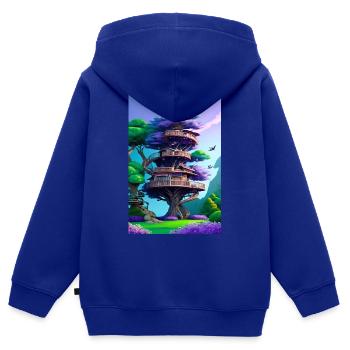 Treehouse Purple - Kinder Premium Organic Zip Hoodie - Royalblau - Hinten - AI Model Kid Male (0cm)
