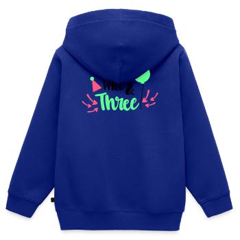 Geburtstag Kind 3 Jahre alt - Kinder Premium Organic Zip Hoodie - Royalblau - Hinten - AI Model Kid Male (0cm)