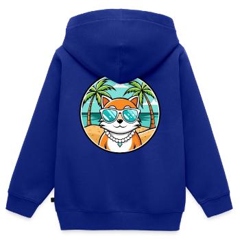 Hantilly Tiffany Katzenrasse Cartoon Sonnenbrille Strand - Kinder Premium Organic Zip Hoodie - Royalblau - Hinten - AI Model Kid Male (0cm)