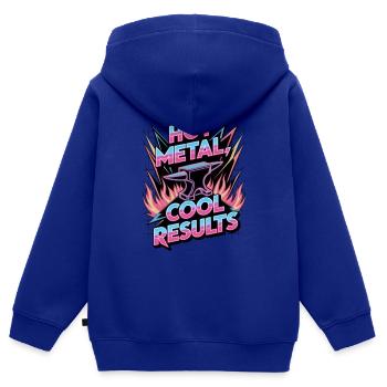 Heißes Metall, kühle Ergebnisse - Kinder Premium Organic Zip Hoodie - Royalblau - Hinten - AI Model Kid Male (0cm)