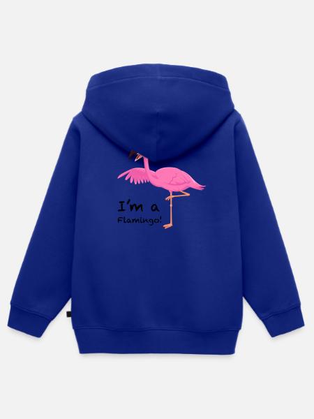 Flamingo Pose in Pink - Kinder Premium Organic Zip Hoodie - Royalblau
