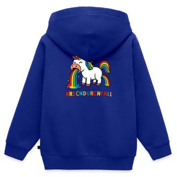 Brechdurchfall - Kinder Premium Organic Zip Hoodie - Royalblau - Hinten - AI Model Kid Male (0cm)
