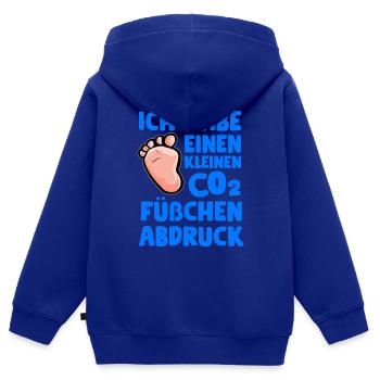 CO2 Füßchenabdruck - CO2 Fußabdruck - Kinder Premium Organic Zip Hoodie - Royalblau - Hinten - AI Model Kid Male (0cm)