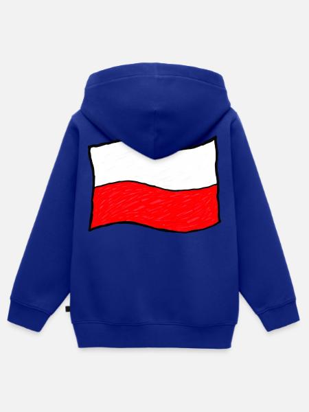 Handgezeichnete polnische Flagge - Kinder Premium Organic Zip Hoodie - Royalblau