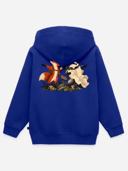 Fuchs und Dachs auf Wandertour - Kinder Premium Organic Zip Hoodie - Royalblau