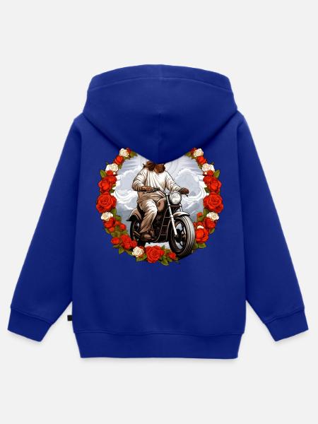 Motorrad Jesus - Kinder Premium Organic Zip Hoodie - Royalblau
