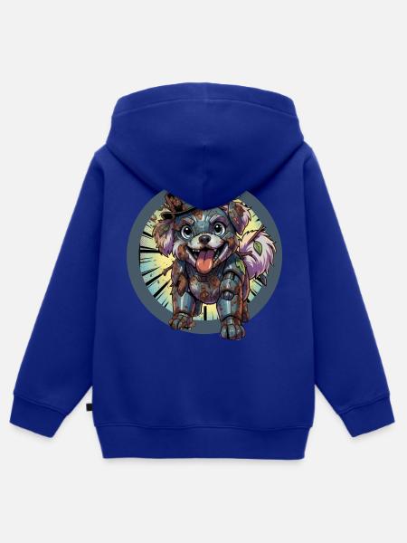 Mecha Hund Rostig und Verschmutzt - Kinder Premium Organic Zip Hoodie - Royalblau