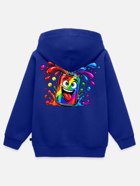 Regenbogen Dose Spaß - Kinder Premium Organic Zip Hoodie - Royalblau