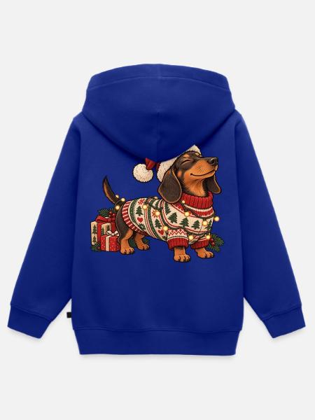 Weihnachts Dackel – Norwegerpullover Winter - Kinder Premium Organic Zip Hoodie - Royalblau