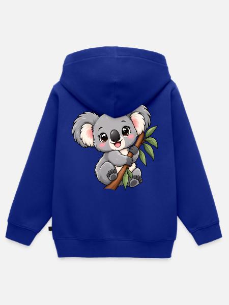 Kawaii Koala – Flauschiger Eukalyptusfreund - Kinder Premium Organic Zip Hoodie - Royalblau
