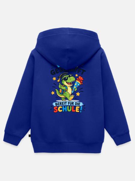 Kita geschafft Einschulung Dino - Kinder Premium Organic Zip Hoodie - Royalblau