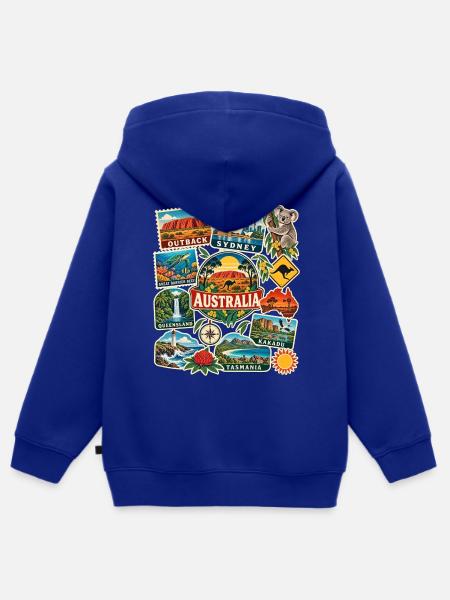 Australien Reisesticker - Kinder Premium Organic Zip Hoodie - Royalblau